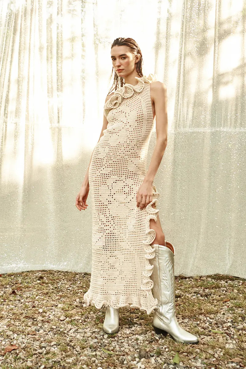 La Reina del Sol Dress In Wild Ivory Itana