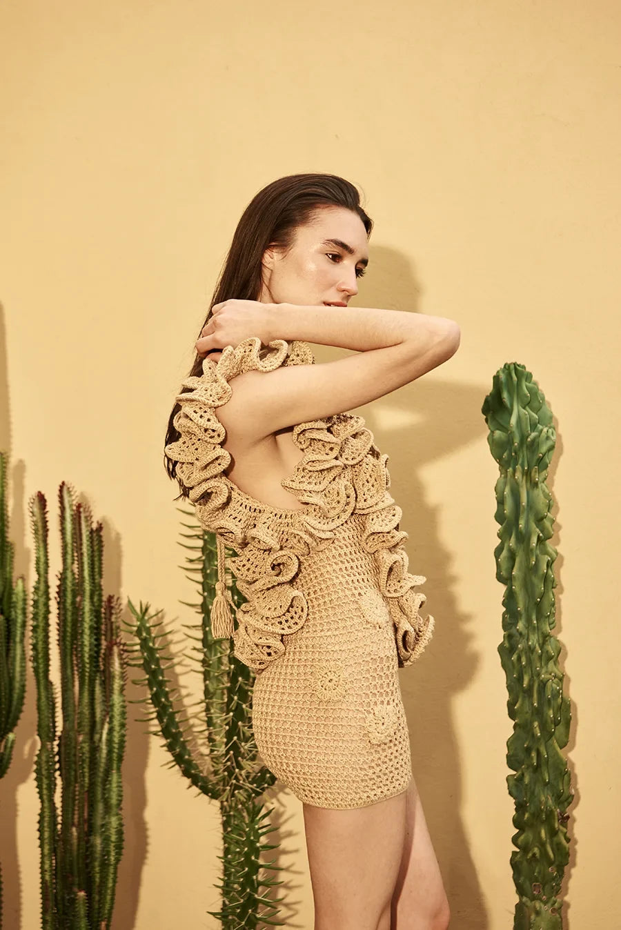 Solaris Rays Mini Dress In Khaki Itana